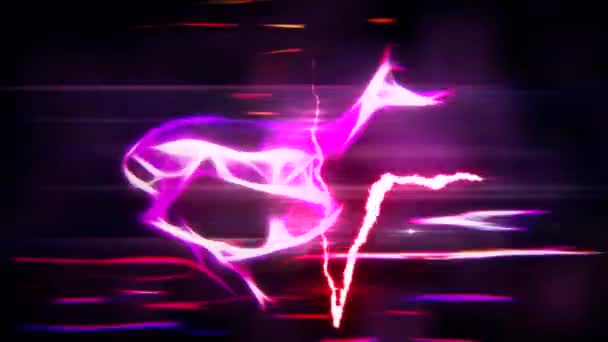 Relâmpago coração bater pulso energia gazela correndo em neon floresta sem costura loop interminável nova qualidade original artesanal animação desenhos animados dinâmico alegre vídeo footage — Vídeo de Stock