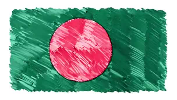 Stop motion marker dibujado Bandera de Bangladesh animación de dibujos animados fondo nueva calidad patriótico nacional símbolo colorido vídeo metraje — Vídeos de Stock