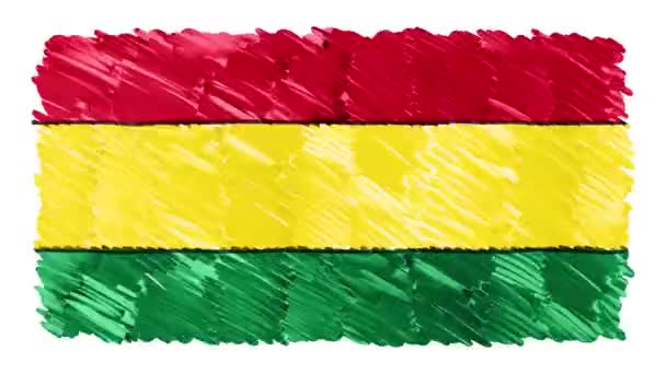 Stop motion marker getrokken Bolivia vlag cartoon animatie achtergrond nieuwe kwaliteit nationale patriottische kleurrijke symbool videobeelden — Stockvideo