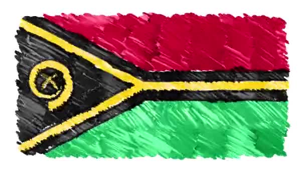 Stop motion marker getrokken Vanuatu vlag cartoon animatie achtergrond nieuwe kwaliteit nationale patriottische kleurrijke symbool videobeelden — Stockvideo