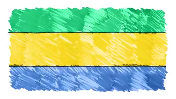 Stop motion marker getrokken Gabon vlag cartoon animatie achtergrond nieuwe kwaliteit nationale patriottische kleurrijke symbool videobeelden — Stockvideo