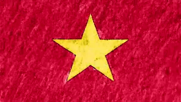 Crayon craie pastel stop motion dessiné Vietnam drapeau dessin animé animation boucle transparente fond nouvelle qualité nationale patriotique coloré symbole vidéo — Video