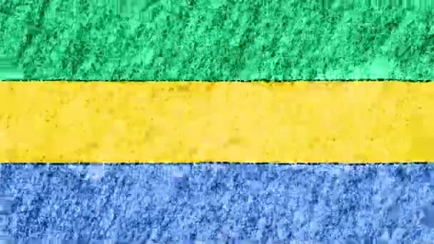 Craie pastel stop motion crayon dessiné Gabon drapeau dessin animé animation boucle transparente fond nouvelle qualité nationale patriotique coloré symbole vidéo — Video