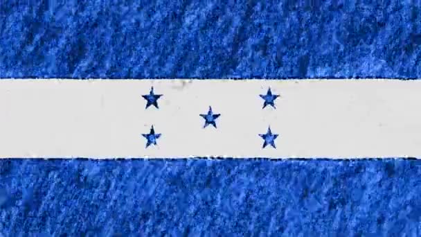 Stop motion pastelkrijt crayon getrokken Honduras vlag cartoon animatie naadloze loops achtergrond nieuwe kwaliteit nationale patriottische kleurrijke symbool videobeelden — Stockvideo