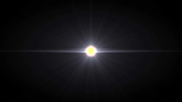 Flash-fading symmetriska horisontella rörliga lampor för logotypen glänsande animation loop bakgrunden nya kvalitet naturlig belysning optisk lins stjärna nödraketer lampa strålar effekt dynamiska färgglada ljusa videofilmer — Stockvideo