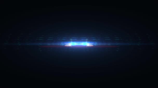 Flash, stmívání symetrické horizontální pohybující se světla na logo lesklé animace smyčky pozadí nové kvalitní přirozené osvětlení optické čočky světlice hvězda lampa paprsky efekt dynamické barevné světlé videozáznamu — Stock video