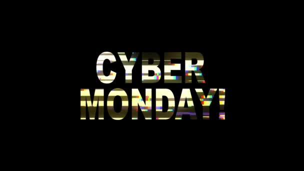 Крутий неоновий глюк CYBER MONDAY текстовий анімаційний фон логотип безшовний цикл Нова якість універсальна технологія руху динамічний анімований фон барвисте радісне відео — стокове відео