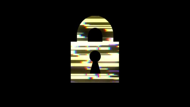 verrouillage symbole glitch écran distorsion holographique affichage animation boucle transparente sybersequrity arrière-plan nouvelle qualité universelle fermer vintage dynamique animé coloré joyeux cool agréable vidéo 