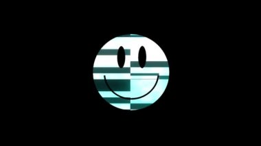 Dijital eski tv ekran sorunsuz döngü aksaklık girişim animasyon yeni dinamik retro neşeli renkli retro vintage video görüntüleri sembolü gülümse