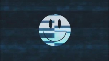 Dijital eski tv ekran sorunsuz döngü aksaklık girişim animasyon yeni dinamik retro neşeli renkli retro vintage video görüntüleri sembolü gülümse