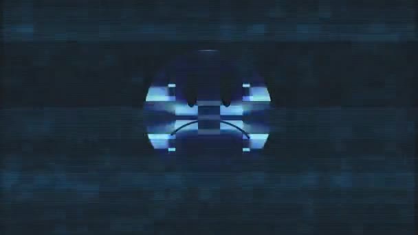 triste sourire visage symbole sur écran hud boucle transparente glitch interférence animation nouvelle dynamique rétro joyeux coloré rétro vintage vidéo 