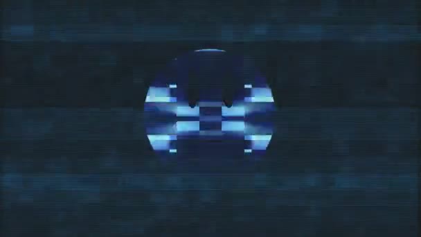 poker visage sourire visage symbole sur écran hud boucle transparente glitch interférence animation arrière-plan nouvelle dynamique rétro joyeuse colorée rétro vintage vidéo 