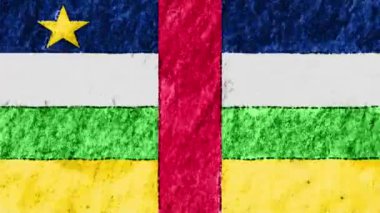stop motion animasyon sorunsuz döngü arka plan yeni kalite ulusal vatansever renkli sembol video görüntüleri pastel tebeşir çizilmiş mum boya Orta Afrika Cumhuriyeti bayrağı karikatür