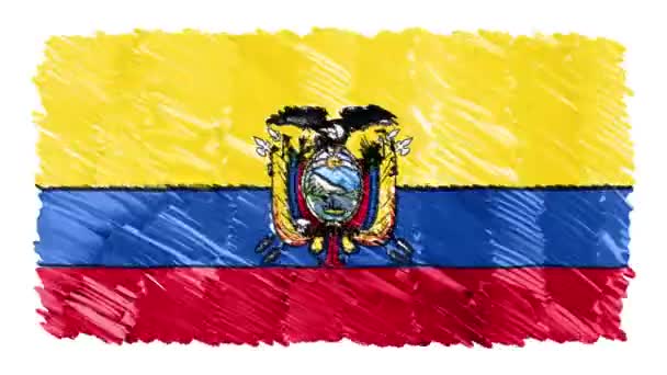 Detener movimiento marcador dibujado ECUADOR bandera de dibujos animados de fondo de animación nueva calidad patriótico nacional símbolo colorido vídeo metraje — Vídeos de Stock