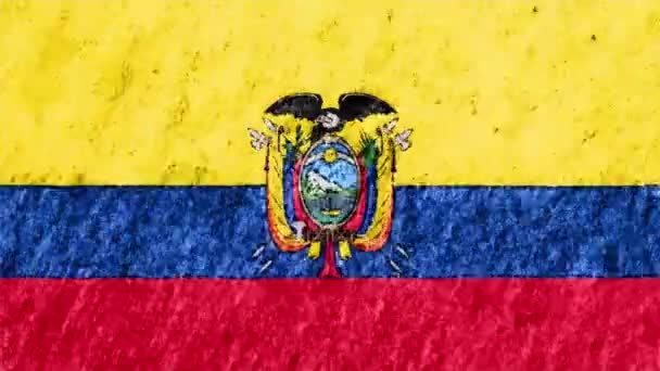 Stop motion animasyon sorunsuz döngü arka plan yeni kalite ulusal vatansever renkli sembol video görüntüleri pastel tebeşir mum boya çizilmiş Ekvador bayrak karikatür — Stok video