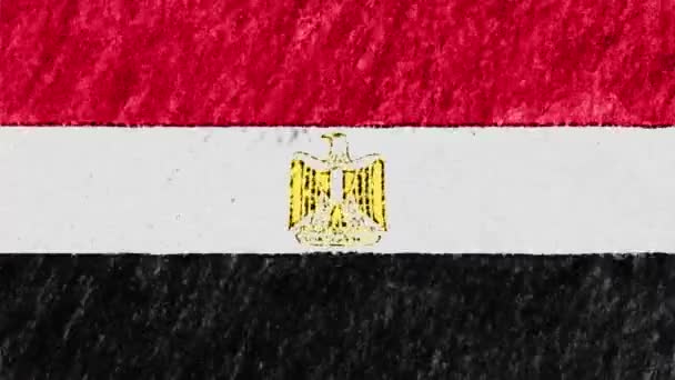 Stop motion pasztell krétával rajzolt zsírkréta Egyiptom zászló rajzfilm animációs varrat nélküli hurok háttér új minőségi nemzeti hazafias színes szimbólum videofelvétel — Stock videók