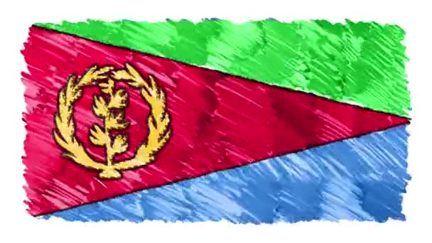Zastavení pohybu, že Značka vykreslen Eritrea vlajky kreslené animace pozadí nové kvalitní národní symbol vlastenecké barevné video záběry — Stock video