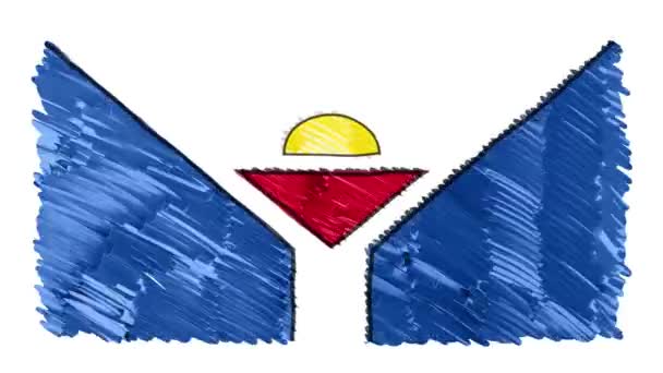Marqueur stop motion dessiné drapeau Saint-Martin dessin animé animation fond nouvelle qualité nationale patriotique coloré symbole vidéo — Video
