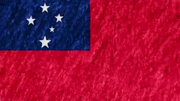 Craie pastel stop motion crayon dessiné Samoa drapeau dessin animé animation boucle transparente fond nouvelle qualité nationale patriotique coloré symbole vidéo — Video