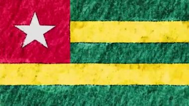 stop motion animasyon sorunsuz döngü arka plan yeni kalite ulusal vatansever renkli sembol video görüntüleri pastel tebeşir mum boya çizilmiş Togo bayrak karikatür