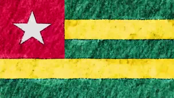 Stop motion pastel tiza lápiz dibujado Bandera de Togo animación de dibujos animados lazo sin costuras fondo nueva calidad patriótico nacional símbolo colorido vídeo metraje — Vídeos de Stock