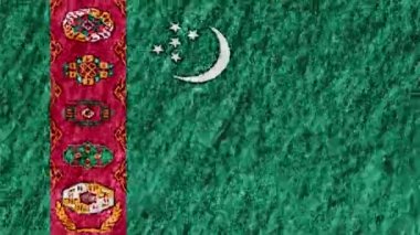 stop motion animasyon sorunsuz döngü arka plan yeni kalite ulusal vatansever renkli sembol video görüntüleri pastel tebeşir mum boya çizilmiş Türkmenistan bayrağı karikatür