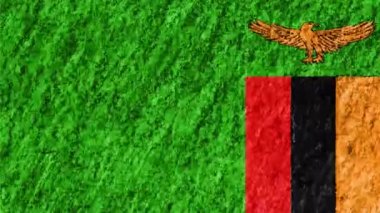 stop motion animasyon sorunsuz döngü arka plan yeni kalite ulusal vatansever renkli sembol video görüntüleri pastel tebeşir mum boya çizilmiş Zambiya bayrağı karikatür