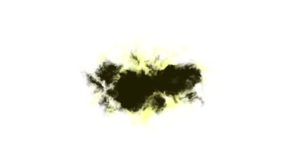 Πιτσιλίσματα κίτρινης μελάνης λεκές εξαπλώνεται ταραχώδη κινείται αφηρημένη ζωγραφική κινούμενα σχέδια νέα μοναδική ποιότητα τέχνης κομψό πολύχρωμες χαρούμενες δροσερό ωραία κίνηση δυναμική όμορφη βιντεοσκοπημένων εικονών υποβάθρου — Αρχείο Βίντεο
