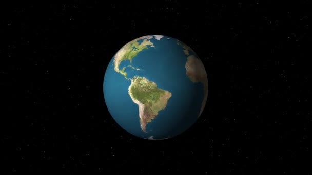 Simple earth globe planet model rotating in stars space animation background loop New quality universal retro vintage colorful video — Stock Video