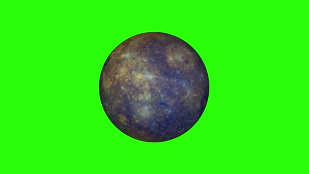 Simple Mercury planet model rotating seamless loop animation on green screen background New quality universal space colorful video — Stock Video