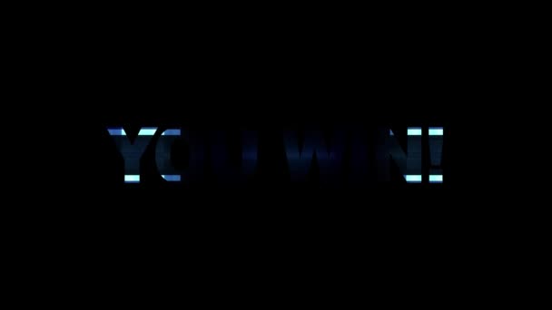 Neon glitch YOU WIN text animation background logo seamless loop New quality universal technology motion dynamic animated background colorful joyful video — Stock Video