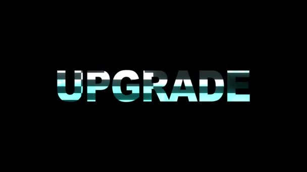 Неоновый глюк UPGRADE текстовая анимация фоновый логотип бесшовный цикл Новое качество универсальная технология движения динамический анимированный фон красочное радостное видео — стоковое видео