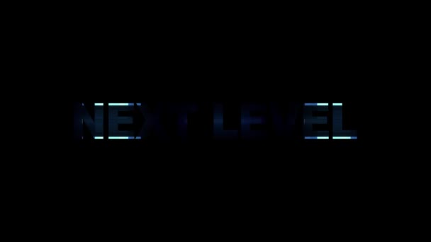 Neon glitch next level text animation hintergrund logo nahtlose schleife neue qualität universelle technologie bewegung dynamisch animierter hintergrund bunt freudig video — Stockvideo