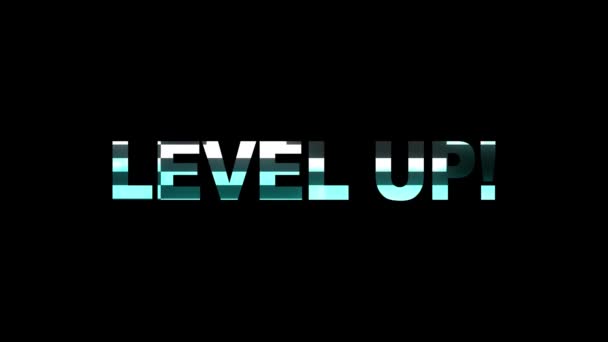 Neon glitch LEVEL UP text animation background logo seamless loop New quality universal technology motion dynamic animated background colorful joyful video — Stock Video