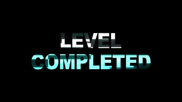 Neon glitch LEVEL COMPLETED text animation background logo seamless loop New quality universal technology motion dynamic animated background colorido alegre vídeo — Vídeo de Stock