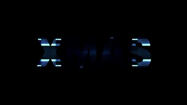 Neon glitch XMAS text animation background logo seamless loop Nova qualidade universal tecnologia movimento dinâmico animado fundo colorido alegre estoque vídeo — Vídeo de Stock