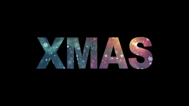 XMAS texto palavra com neve caindo máscara animação fundo sem costura loop - New quality universal retro vintage colorido stockvideo — Vídeo de Stock