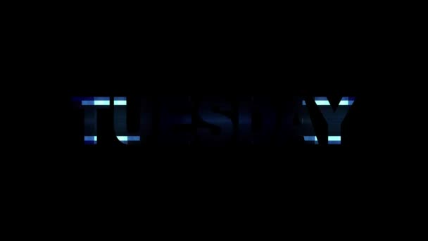 Neon glitch TUESDAY text animation background logo seamless loop New quality universal technology motion dynamic animated background colorful joyful video — Stock Video