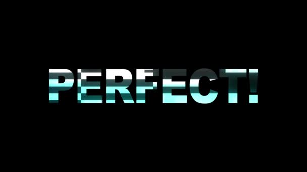 Neon glitch PERFECTO texto animación fondo logo lazo sin costuras Nueva tecnología universal movimiento dinámico animado fondo colorido alegre vídeo — Vídeo de stock