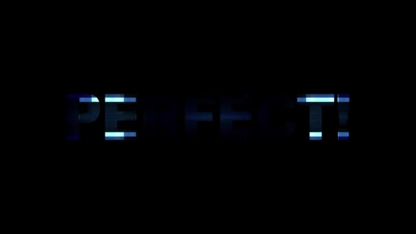 Neon glitch PERFECTO texto animación fondo logo lazo sin costuras Nueva tecnología universal movimiento dinámico animado fondo colorido alegre vídeo — Vídeo de stock