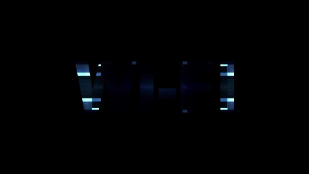 Neon glitch Wi-Fi word tekst animatie achtergrond logo naadloze loop nieuwe universele technologie beweging dynamische geanimeerde achtergrond kleurrijke vrolijke videokwaliteit — Stockvideo