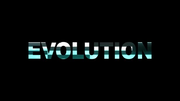 Неоновый глюк EVOLUTION слово текст анимации фоновый логотип бесшовный цикл Новое качество универсальная технология движения динамический анимированный фон красочный радостное видео — стоковое видео