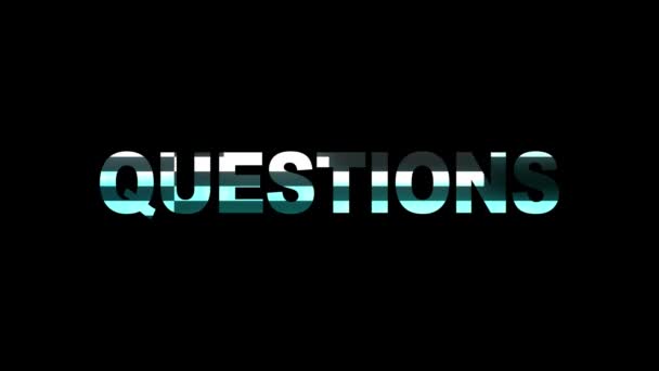 Neon glitch QUESTIONS word text animation background logo seamless loop New quality universal technology motion dynamic animated background colorful joyful video — Stock Video