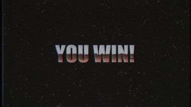 parlak retro Vhs tarzı metin sinek ve dışarı yıldızlarda alan animasyon arka plan yeni benzersiz vintage güzel dinamik neşeli renkli video Stok görüntüleri kazanmak