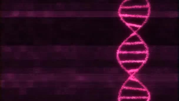 DNA espiral molécula girando em interferência digital ruído glitched tela animação fundo nova qualidade bonito natural saúde legal bom estoque vídeo metragem — Vídeo de Stock