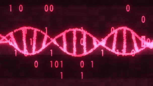 Dna Spiral Molekylen Roterar Digitala Störningar Buller Glitched Skärm Animation — Stockvideo