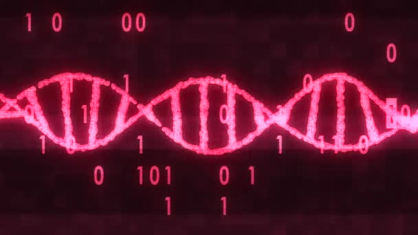 Dna Spirala Cząsteczki Wirujące Cyfrowych Zakłóceń Hałasu Glitched Ekranu Animacja — Wideo stockowe