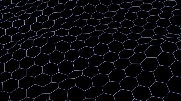 Hexagonal grid net waving field landscape seamless loop drawing motion graphics animation background new quality vintage style cool nice beautiful 4k video footage — Stock Video