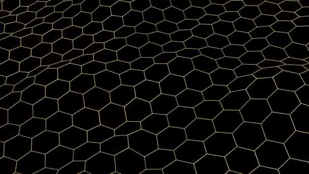 Hexagonal grid net waving field landscape seamless loop drawing motion graphics animation background new quality vintage style cool nice beautiful 4k video footage — Stock Video