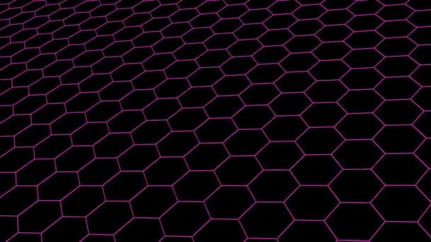 Hexagonal grid net field landscape seamless loop drawing motion graphics animation background new quality vintage style cool nice beautiful 4k stock video footage — Stock Video